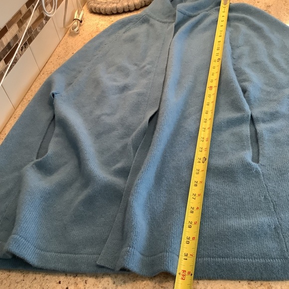 Cashmere Blue Hooded Cape Poncho Sweater MAG by Magaschoni - Picture 11 of 11